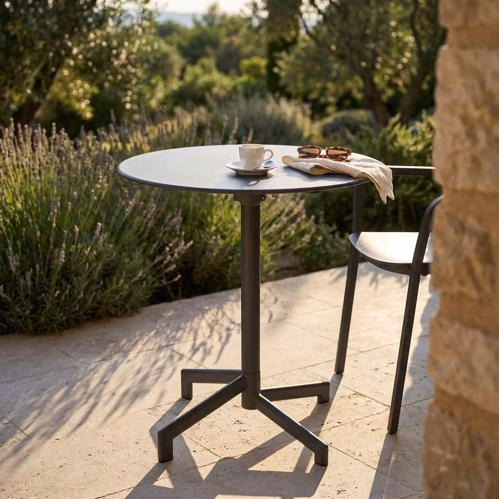 Milani Home - tavolo da giardino rotondo, Opera, diametro 60 cm, in acciaio, antracite