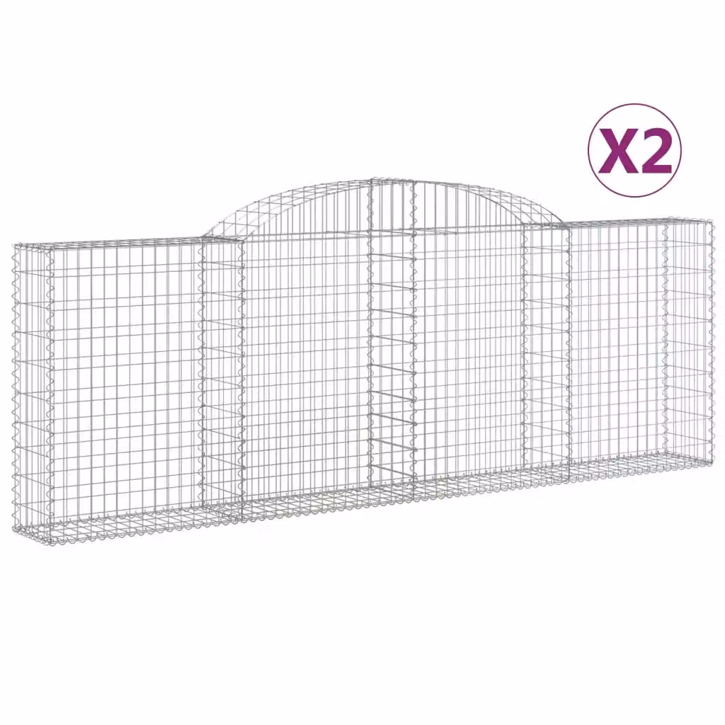 Set di 2 Cesti Gabbioni ad Arco Videx in Acciaio Zincato Argento L: 300 cm, P: 30 cm, H: 100/120 cm – 2
