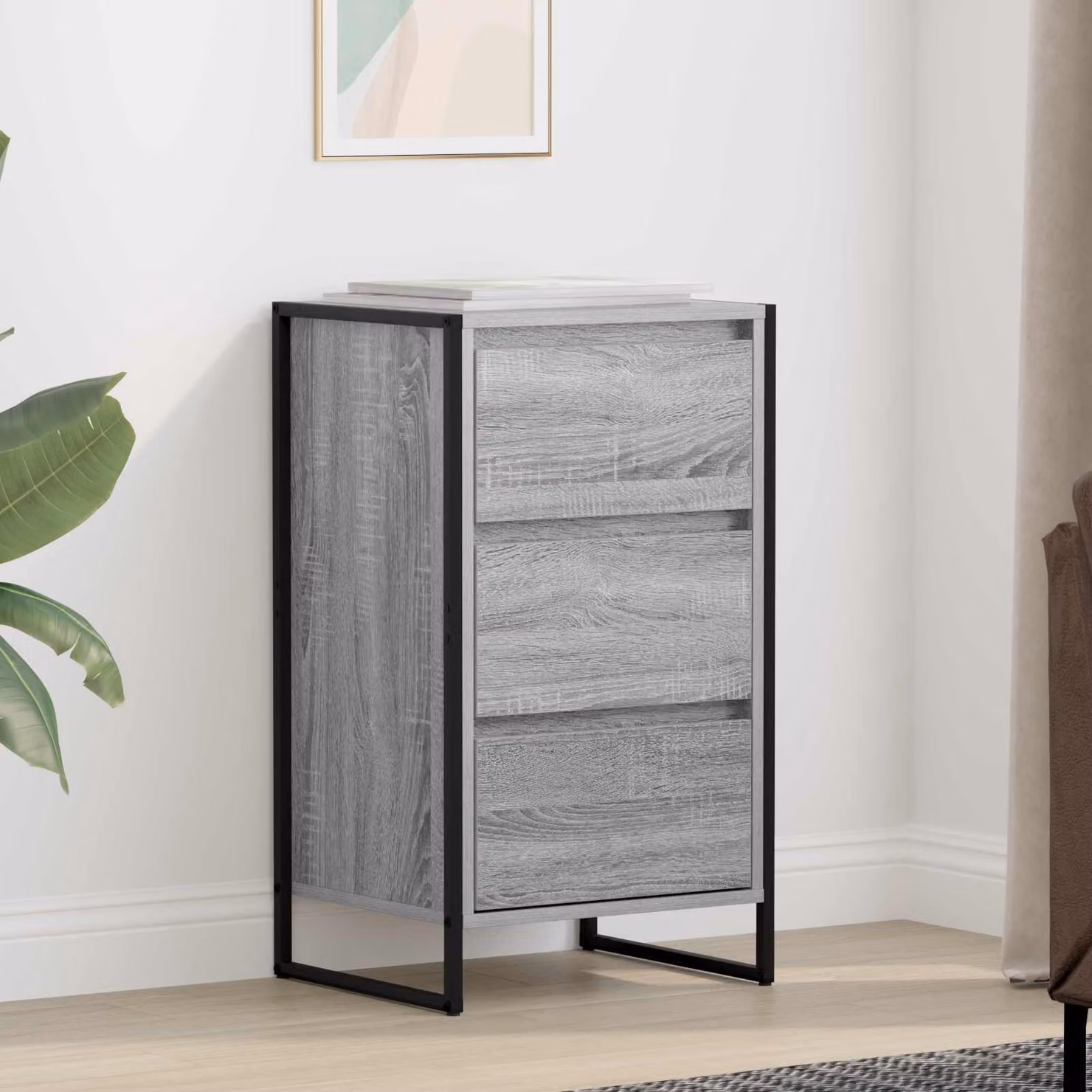 Credenza vidaXL in stile industrial, Grigio Sonoma, L 43 cm x P 36 cm x H 75,5 cm, in legno ingegnerizzato e metallo