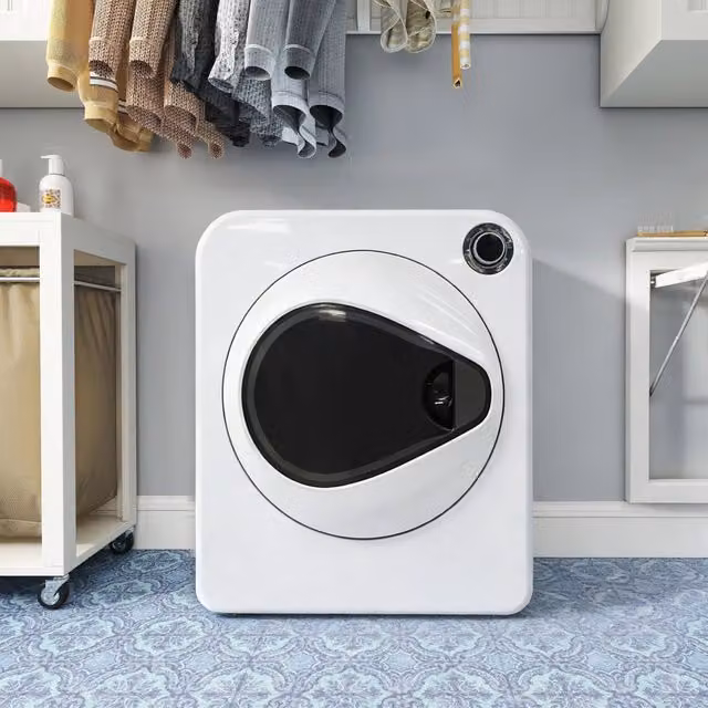 Asciugabiancheria Minimal bianco con 4 programmi, tecnologia PTC, in acciaio e plastica, montabile a parete o impilabile, capacità 3/4kg – 1