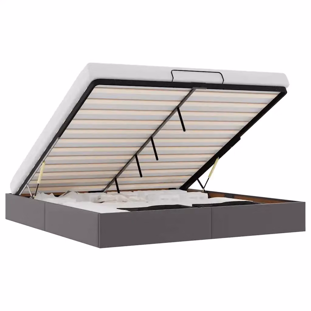 Struttura Letto con Contenitore a Sollevamento vidaXL in Similpelle Grigia L/P: 200 x 200 cm – 2