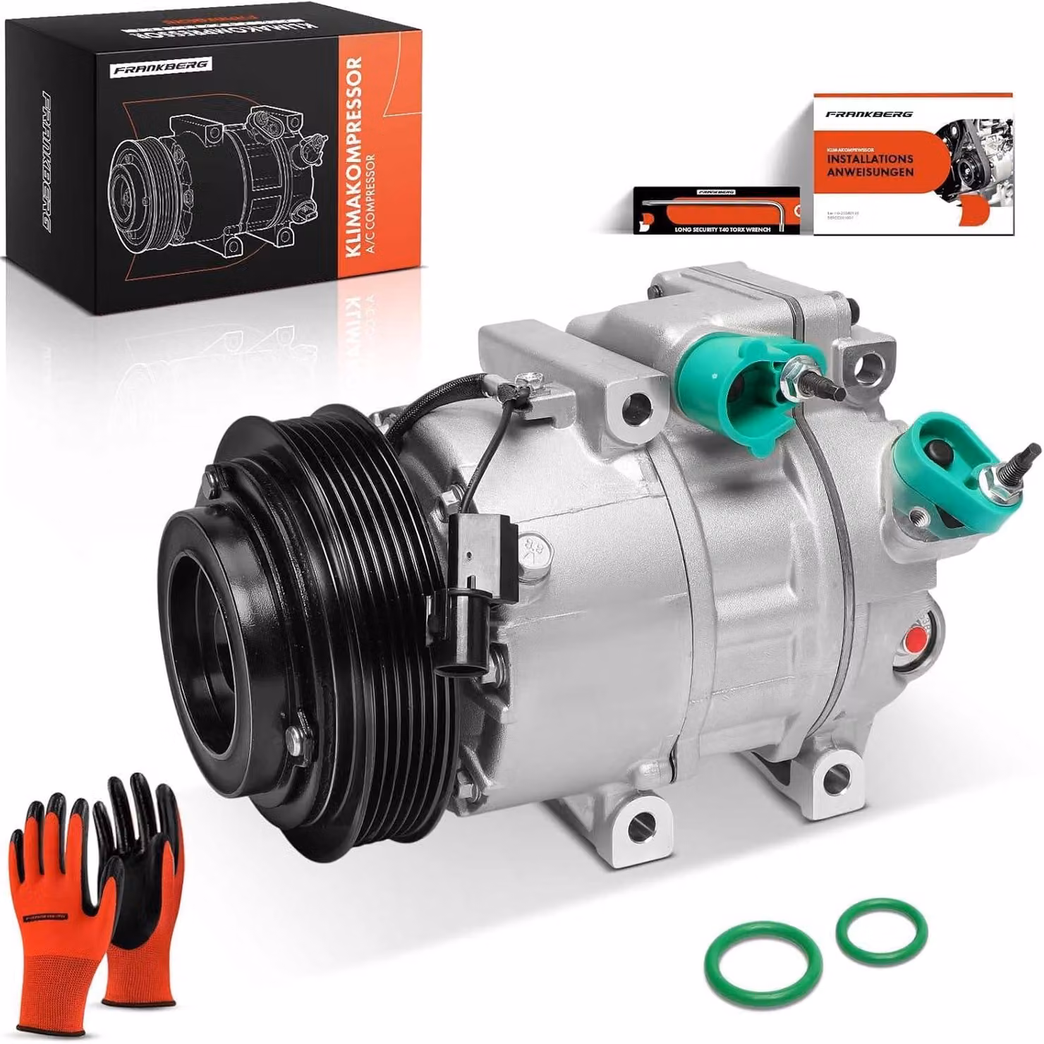 Compressore per climatizzatore - Pompa per aria condizionata - Regolatore di climatizzazione - Compressore di raffreddamento - Compressore per auto - Tensione: 12V