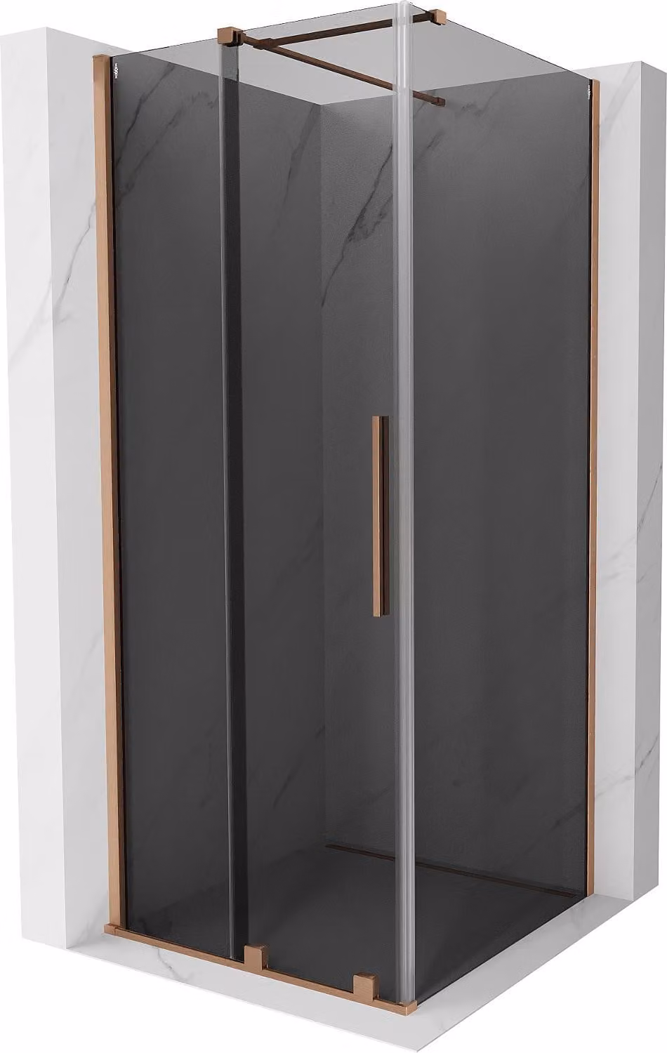 Mexen Velar cabina doccia scorrevole 120 x 120 cm, grafite, rame spazzolato - 871-120-120-41-65