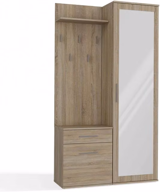 Guardaroba DUO moderno in rovere sonoma marrone con ante a battente e cassetti H: 180 cm, L: 180 cm, P: 50 cm