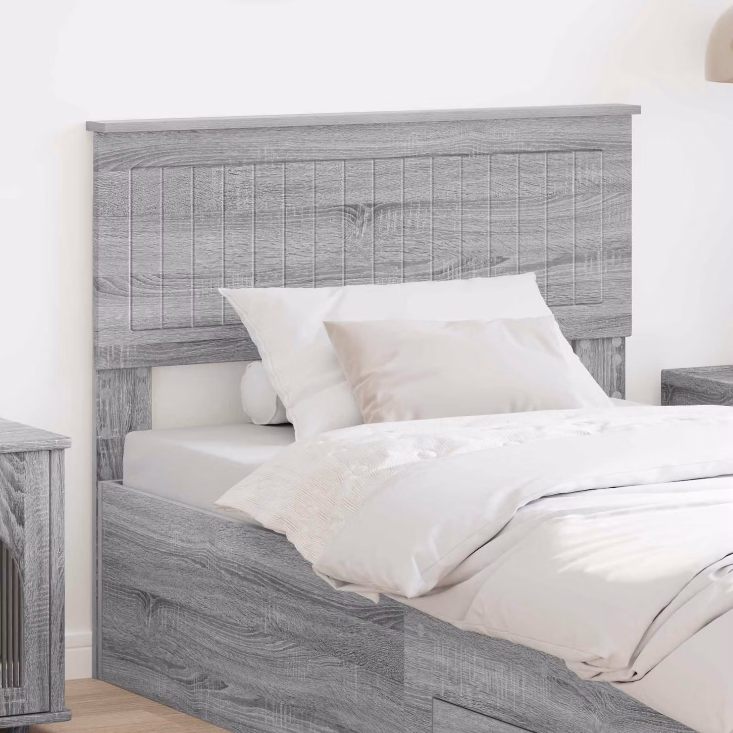 Testiera per letto moderna vidaXL in legno ingegnerizzato grigio Sonoma