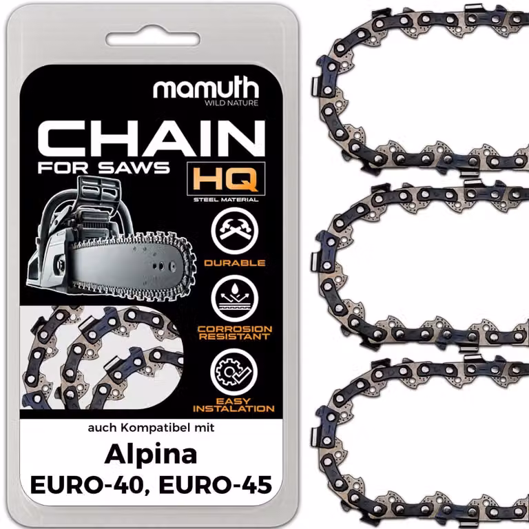 3 catene per motosega, lunghezza 30 cm, passo 1,3 mm, attacco 3/8", modello 44 TG, compatibili con motoseghe Alpina EURO-40 e EURO-45