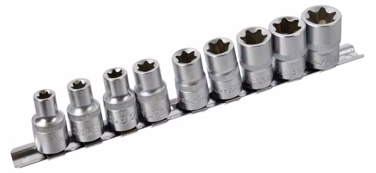 Set bussole E-Torx corte, 1/2" ,10–24 mm, 10 pezzi
