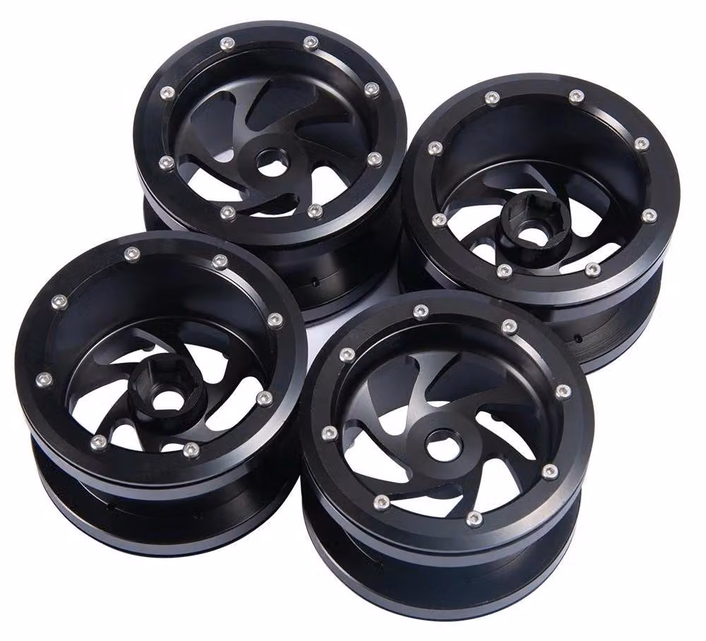 Cerchi Beadlock, lega di alluminio, compatibili con auto RC crawler, neri (4 pezzi)