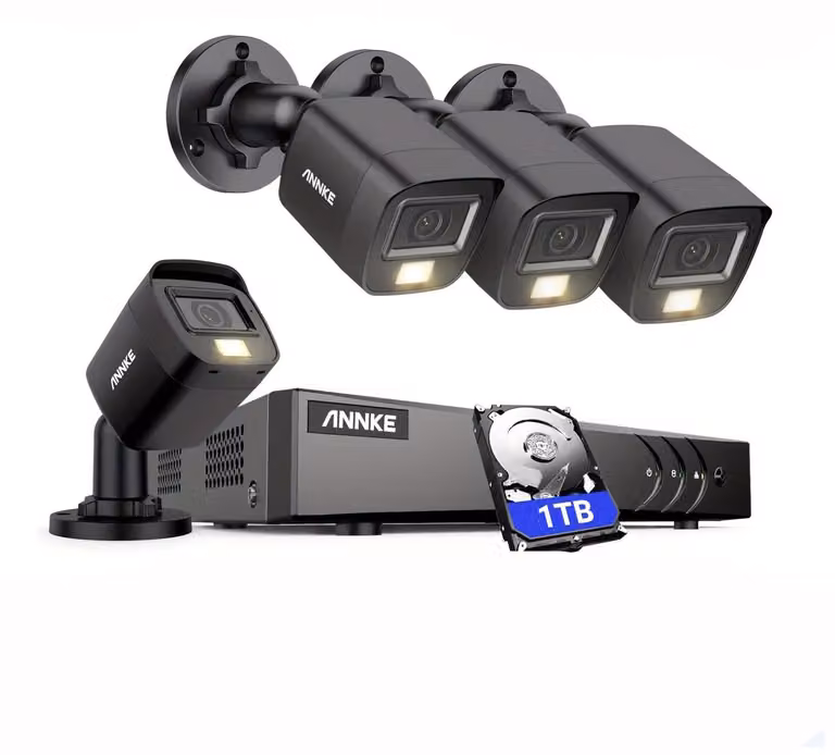 Sistema di sicurezza: 8 telecamere con risoluzione 1080p, 1TB di spazio di archiviazione, riconoscimento intelligente di persone e veicoli, visione notturna fino a 20 metri