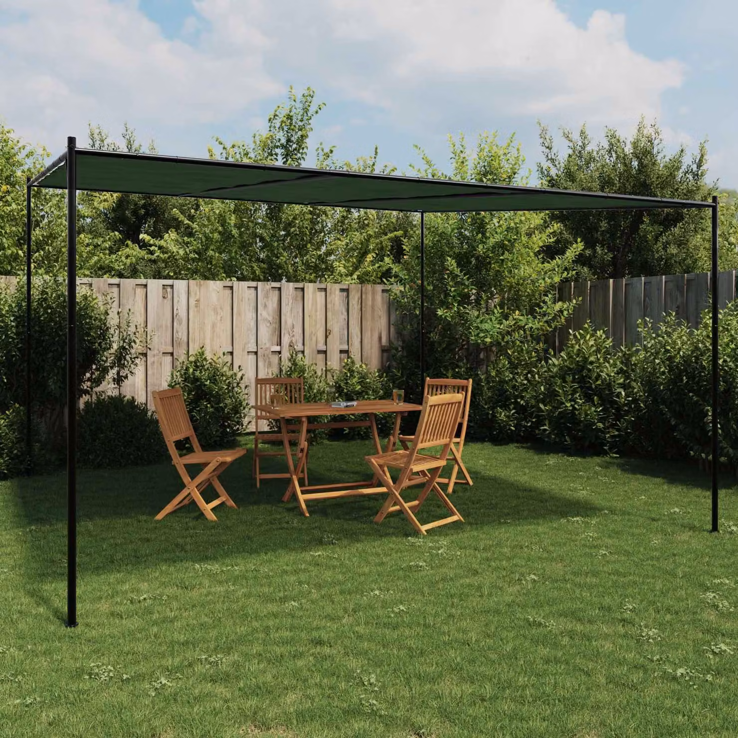 Gazebo vidaXL moderno in poliestere e acciaio, colore verde, L/P/H: 400 x 398 x 267 cm