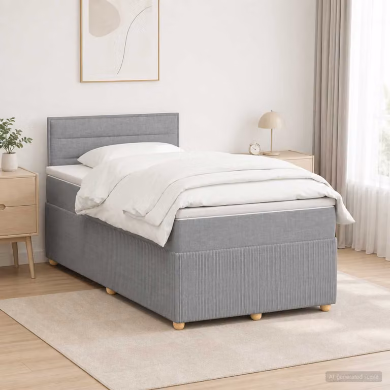 vidaXL Letto box spring con materasso Grigio Chiaro 120 x 190 cm