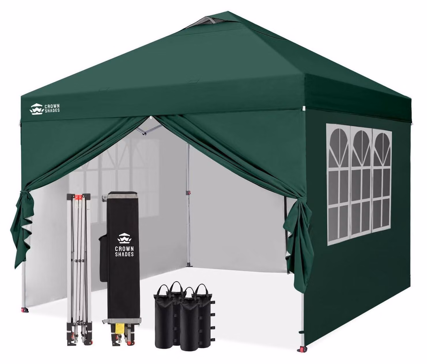 Tenda pop-up 3x3 metri, impermeabile, con 4 pannelli laterali, protezione UV 50+, colore verde bosco