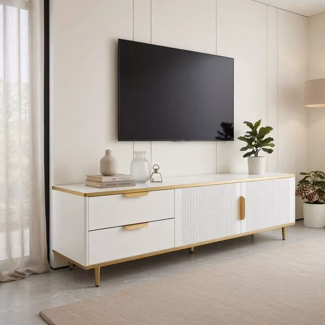 Cassettiera per TV bianca in truciolare lunghezza 170 cm