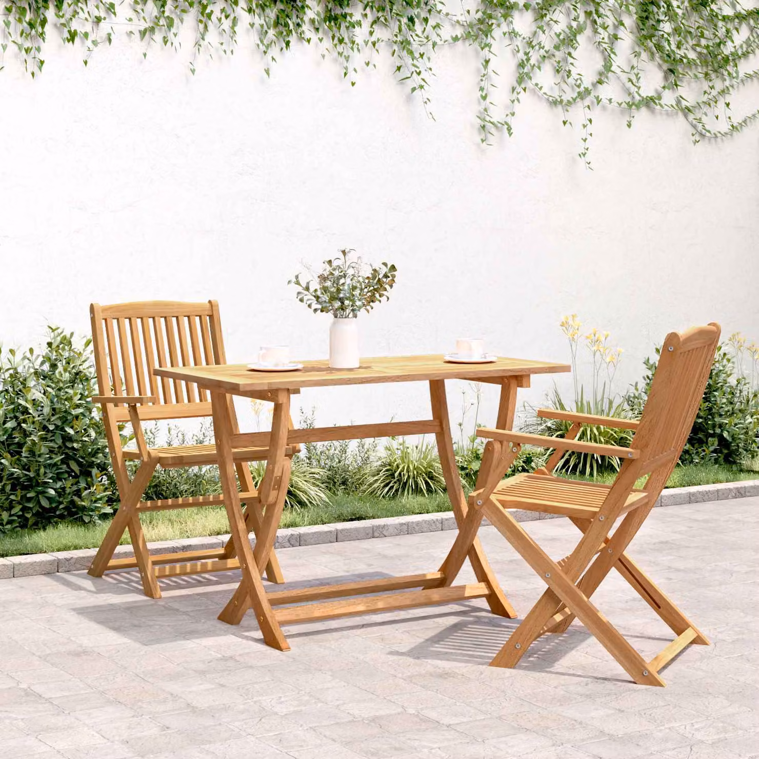 vidaXL Tavolo rettangolare Sydney in legno di acacia marrone con piano pieghevole L: 110 cm, P: 55 cm, H: 75 cm