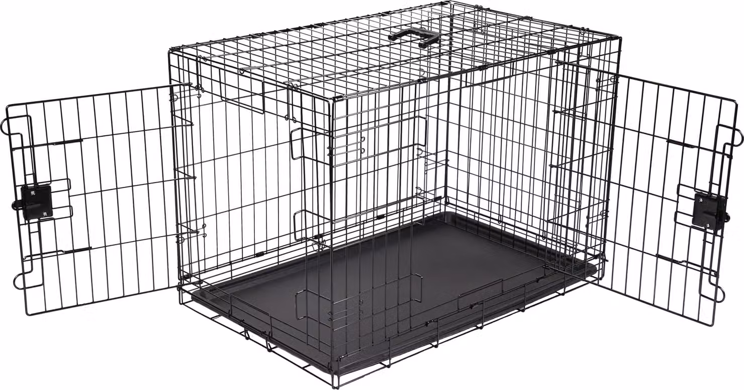 Amazon Basics: gabbia pieghevole per cani in rete metallica con vassoio doppio (61,89)