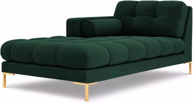 Chaise longue sinistra Bali di Cosmopolitan Design in velluto verde, L/P/H: 164 x 102 x 75 cm