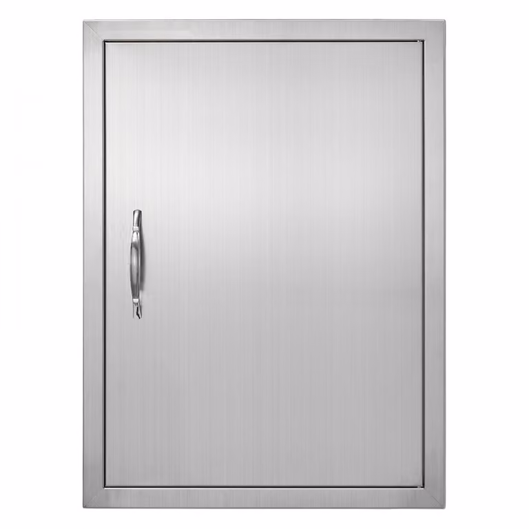 "Porta di accesso al barbecue - Porta singola per cucina esterna 508 x 686 mm - Porta in acciaio inox ad incasso - Porta verticale a parete con maniglia - per isola barbecue, stazione barbecue, mobile esterno"