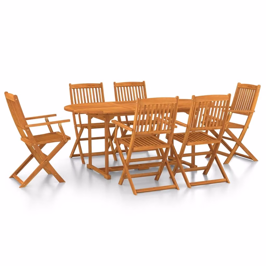 Set da Pranzo da Giardino 7pz 180x90x75cm Legno Massello Acacia