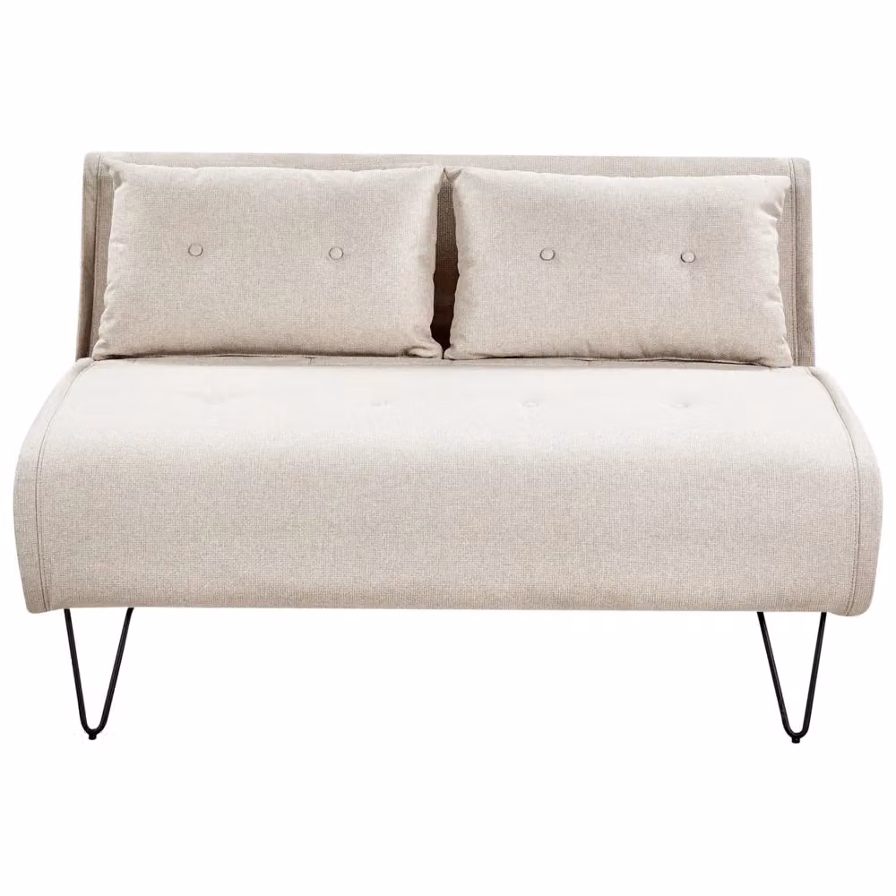 Divano letto click clack Glamour Beliani in tessuto beige con cuscini e poggiatesta regolabile – 2