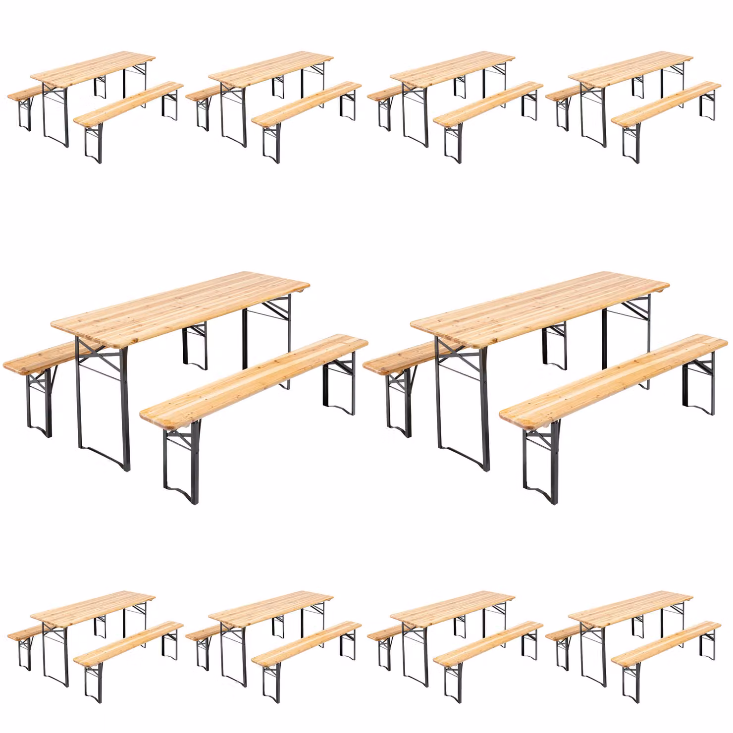 Tavolo e panche in legno Set Brasserie 180 cm - Lotto di 10 - Oviala Munich