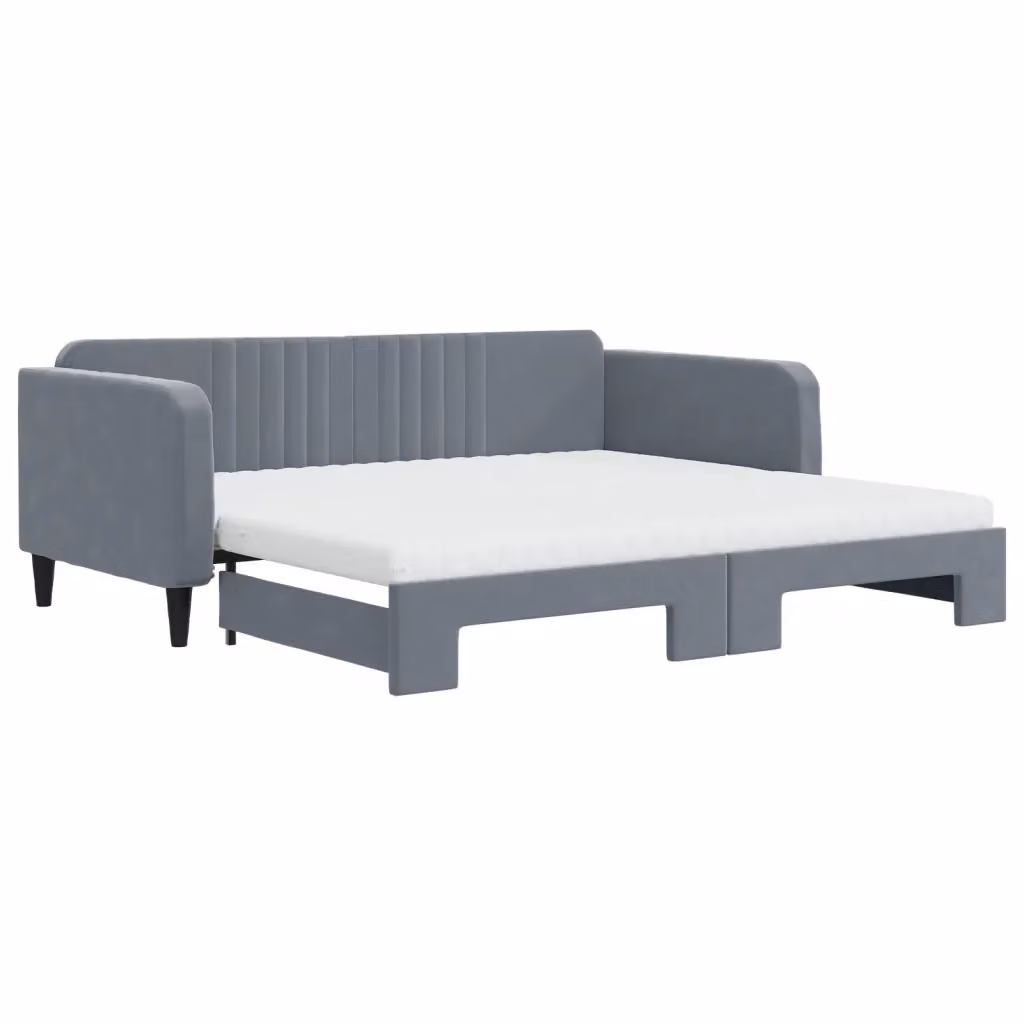 Divano Letto Estraibile vidaXL in Velluto Grigio con Materasso 100x200 cm – 2