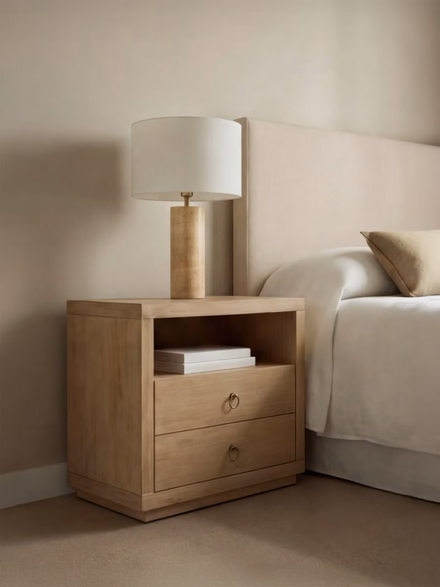 Comodino Manor in legno di mango naturale e metallo con 1 cassetto Kenay Home L/P/H: 48,5 x 48,5 x 55,0 cm – 2