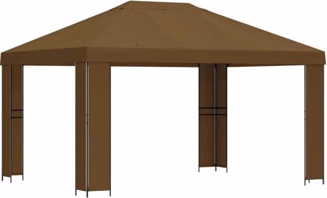 Gazebo | Pergolato 4 ¡Á 3 m Tortora Poliestere e Acciaio 190 gsm