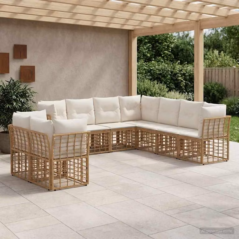 Maison Exclusive - Set divani da esterno in poliestere naturale