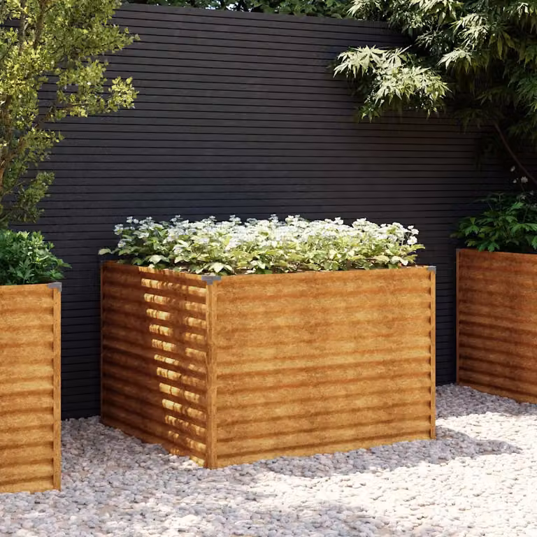 Fioriera Rialzata da Giardino vidaXL in Acciaio Corten Marrone L/P/H: 100 x 100 x 69 cm