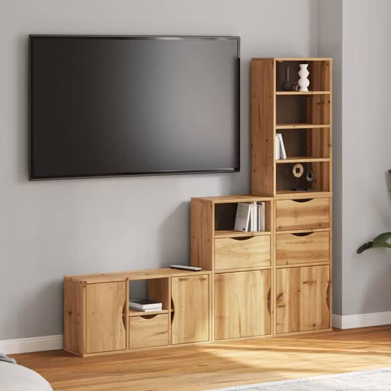 Mobile TV vidaXL ODDA in legno massello di pino, 5 pezzi, marrone rustico
