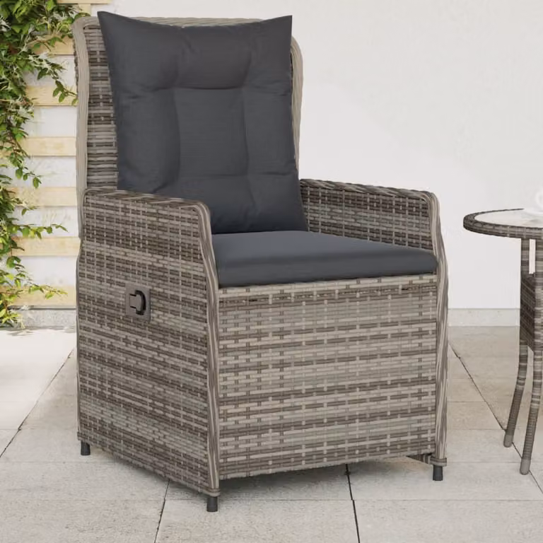 Set di 2 sedie da giardino reclinabili vidaXL in polyrattan grigio con braccioli