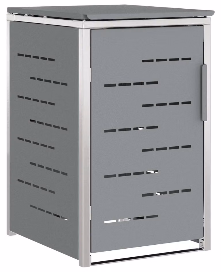 Contenitore per lo stoccaggio di bidoni per rifiuti, modello per 1 bidone da 240 litri, colore grigio