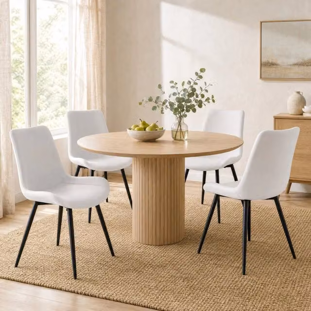 Sedia da pranzo moderna MIVRAY in similpelle bianca con struttura in metallo nero per cucina e sala da pranzo