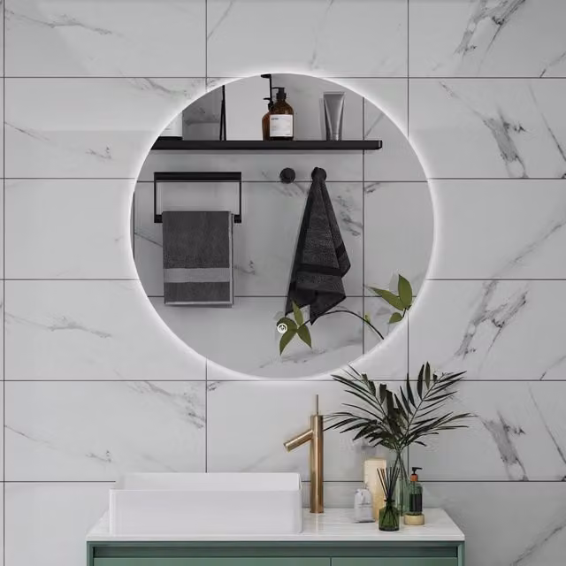 Specchio da bagno AICA con luce LED dimmerabile, interruttore touch e funzione antiappannamento, L 90 cm x H 90 cm