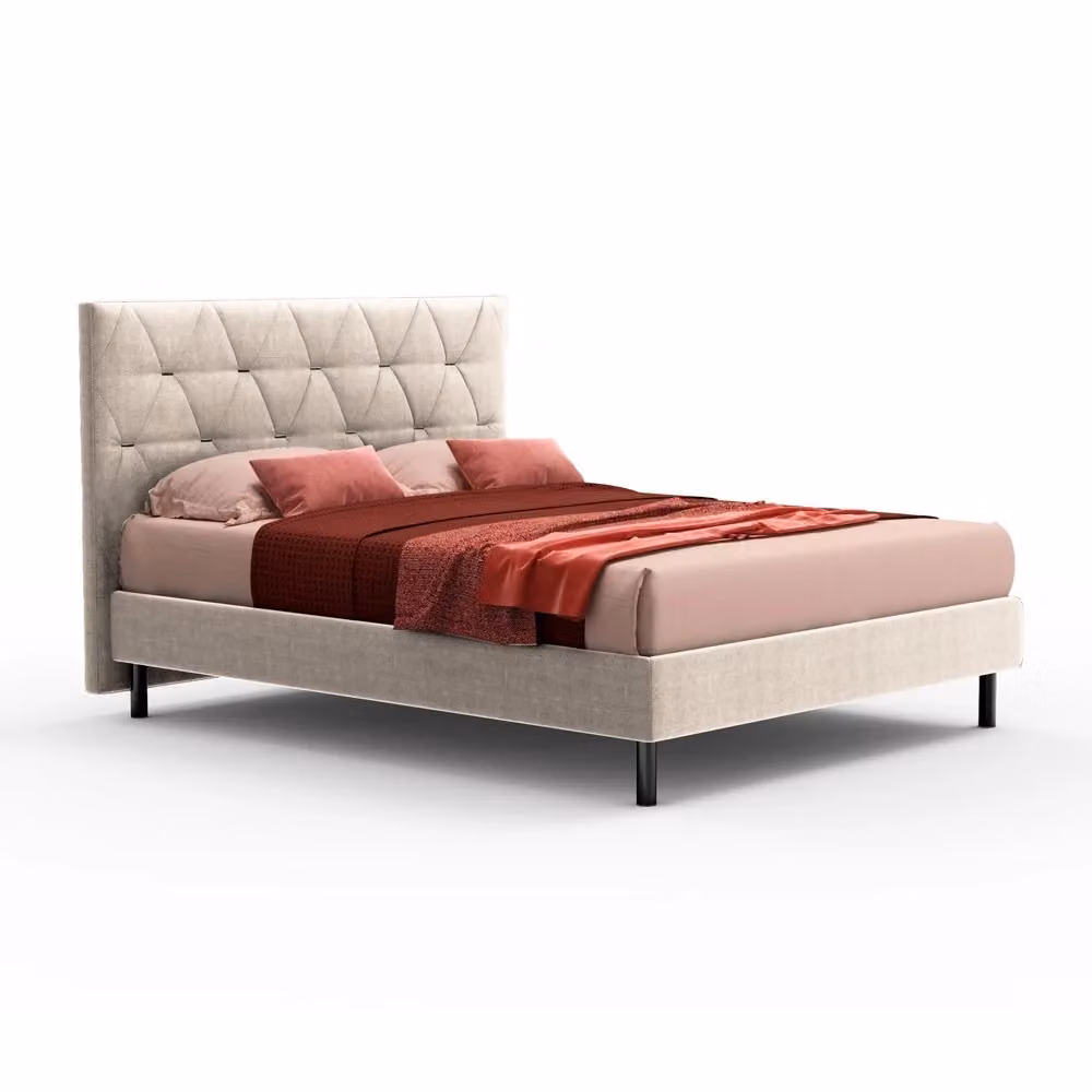 Letto matrimoniale contenitore Cody EFFEZETA ITALIA con testiera trapuntata colore beige L 160 x P 200 cm, H 117 x H 177 x H 215 cm – 2