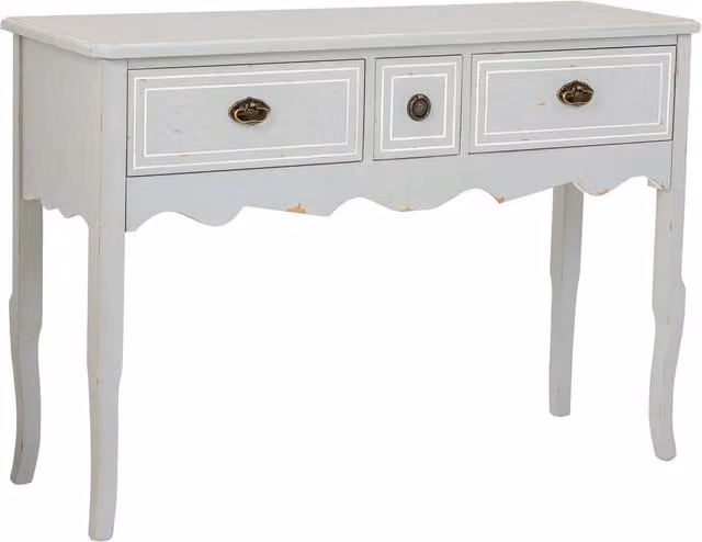 Tavolino da ingresso in legno con 3 cassetti 120x40x82,5