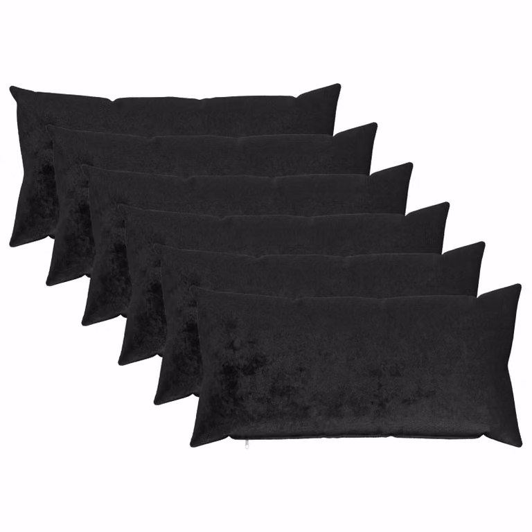 Set di 6 federe vidaXL HEERLEN in flanella nera, L 40 cm x P 80 cm