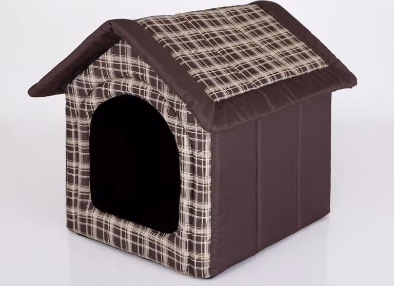Cuccia per cani, cuccia per cani, letto per cani, casa per gatti, caverna per gatti, piccola L - 52x46 cm, marrone a scacchi