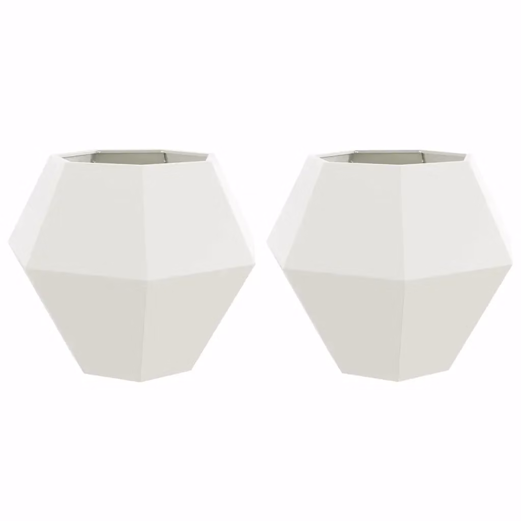 Set di 2 fioriere vidaXL in acciaio bianco L/P/H: 100 x 100 x 80 cm – 2