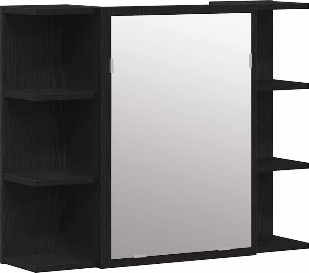 SYFAX™ Mobiletto per specchio Rovere Nero 80 x 20,5 x 64 cm
