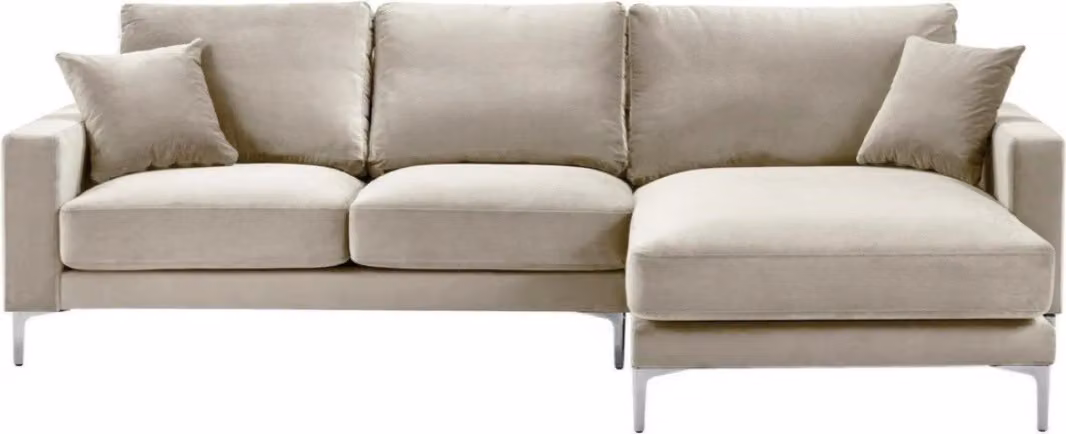 Wohnzimmer Design Couchen Polster Sofa Couch Beige Ecksofa Stoff Eckgarnitur