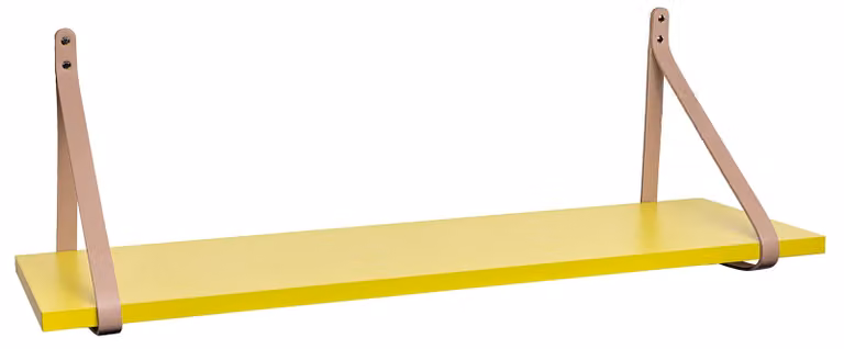 KOTARBAU - Mensola da parete, motivo citronella, design sospeso con cinghie in pelle, 100x25x1,8 cm, color beige