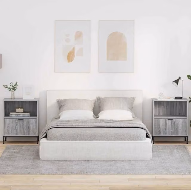 Comodini 2 pz-Set di 2 Tavolino da notte Grigio sonoma 49 x 36 x 61 cm Legno multistrato