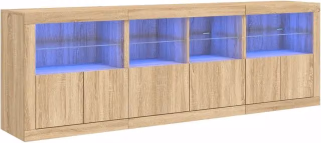 Credenza | Madia | Buffet da pranzo | Armadio da pranzo con Luci LED Rovere Sonoma 202x37x67 cm