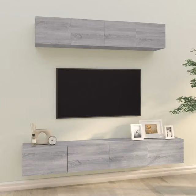 Set di mobili porta TV da parete vidaXL in legno grigio per soggiorno