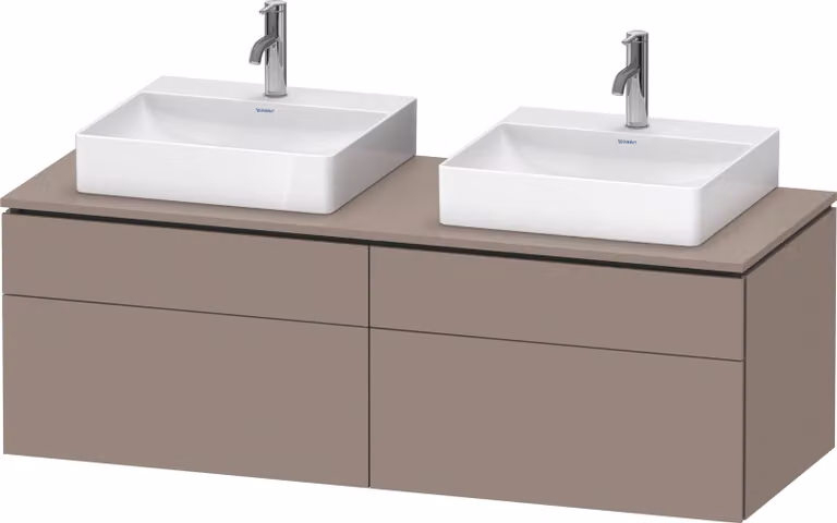 Duravit L-Cube Meuble sous-lavabo en console suspendu, avec plan de toilette en console, 4 tiroirs, pour deux vasques, 1420x482x550mm, LC4872B43430000, LC4872B43430000