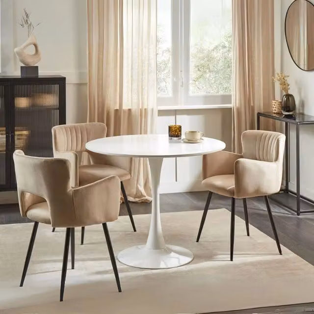 Tavolo rotondo moderno Derek bianco opaco L: 90 cm, P: 90 cm, H: 73 cm