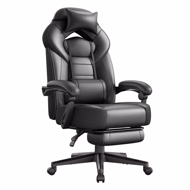 Sedia da Ufficio con Sedile Largo, Nero / PU