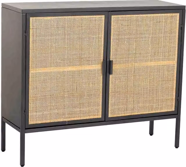 Credenza in metallo e legno 2 ante, nero 100x32x85h cm