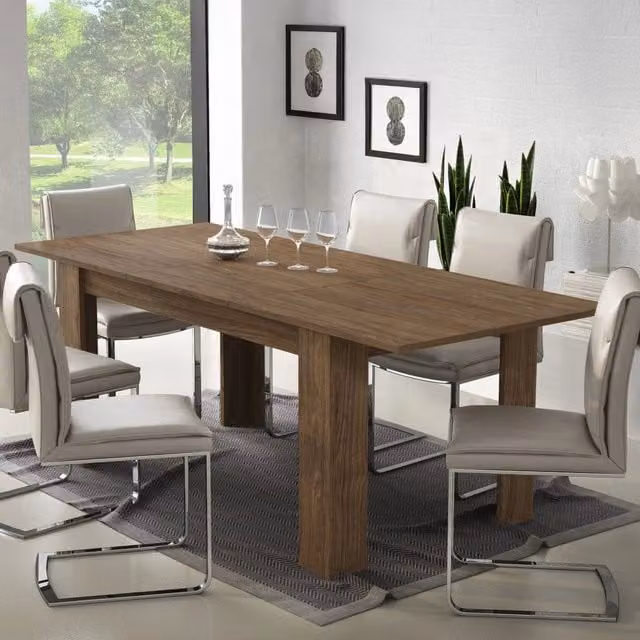 Tavolo allungabile moderno Campora in legno color rovere marrone L: 220 cm, P: 90 cm, H: 75 cm – 1